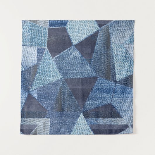 Denim Urban: Gestreepte patchwork. Wandkleed (Voorkant (horizontaal))