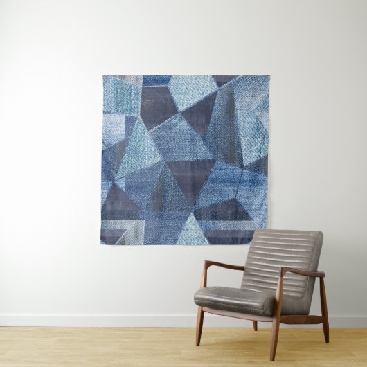 Denim Urban: Gestreepte patchwork. Wandkleed (In Situ (horizontaal))