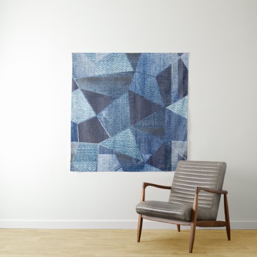 Denim Urban: Gestreepte patchwork. Wandkleed (In situ)