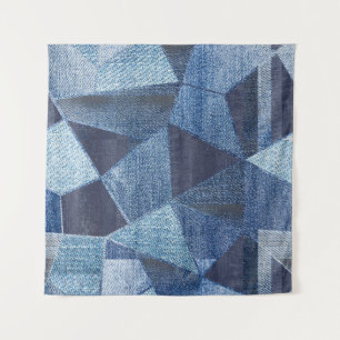 Denim Urban: Gestreepte patchwork. Wandkleed