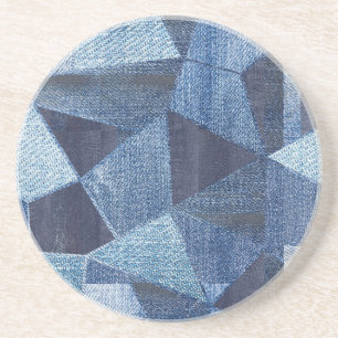 Denim Urban: Gestreepte patchwork. Zandsteen Onderzetter