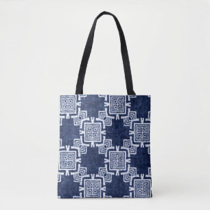 Denim verfte etnische stammen naadloos tote bag