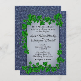 Denim Vines Wedding Invitation 4,5 x 6,25 inch Kaart