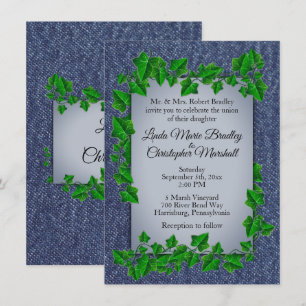 Denim Vines Wedding Invitation 4,5 x 6,25 inch Kaart