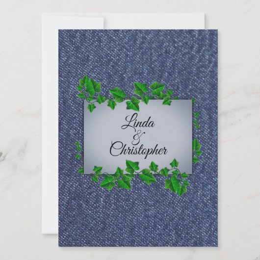 Denim Vines Wedding Uitnodiging (Achterkant)