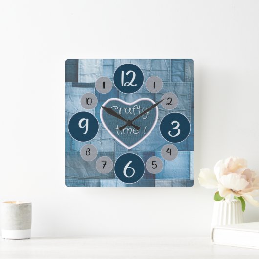 Denim wandklok voor naailiefhebbers (Huis)