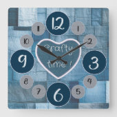 Denim wandklok voor naailiefhebbers (Voorkant)