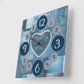 Denim wandklok voor naailiefhebbers (Hoek)
