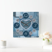 Denim wandklok voor naailiefhebbers (Huis)