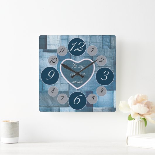 Denim wandklok voor naailiefhebbers (Huis)
