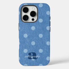 Denim Washed Polka Dot iPhone 16 Pro Hoesje