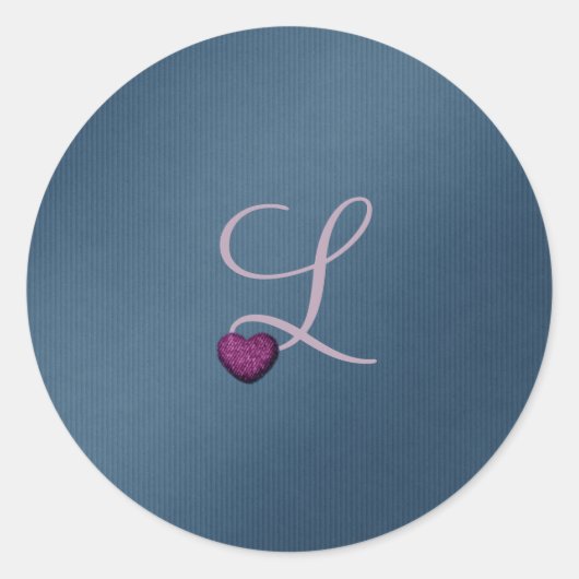 Denim Wedding Monogram Classic Round Sticker (Voorkant)