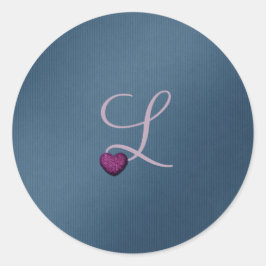 Denim Wedding Monogram Classic Round Sticker