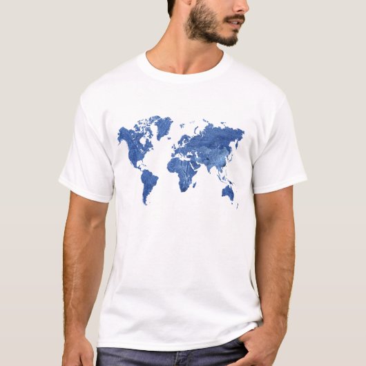 Denim Wereldkaart T-shirt (Voorkant)