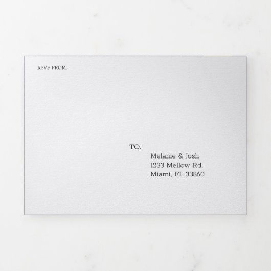 Denim & Wilde Bloemen Bruiloft Tri-Fold uitnodigin Drieluik Uitnodiging (Cover)