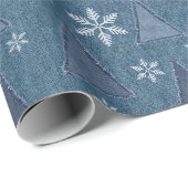 Denim Winter Kerst Patroon Cadeaupapier (Rol Hoek)