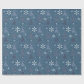 Denim Winter Kerstpatroon Cadeaupapier (Vlak)