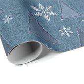 Denim Winter Kerstpatroon Cadeaupapier (Rol Hoek)