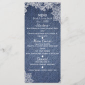 Denim & Wit Bloemen Kant Elegant Bruiloft Menu (Voorkant)