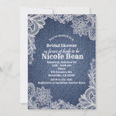 Denim & wit bloemenkant Elegant Vrijgezellenfeest Kaart (Voorkant)