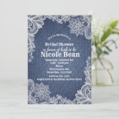 Denim & wit bloemenkant Elegant Vrijgezellenfeest Kaart (Staand voorkant)