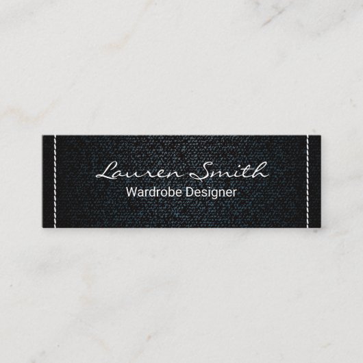 Denim | witgestikte rand mini visitekaartje (Voorkant)