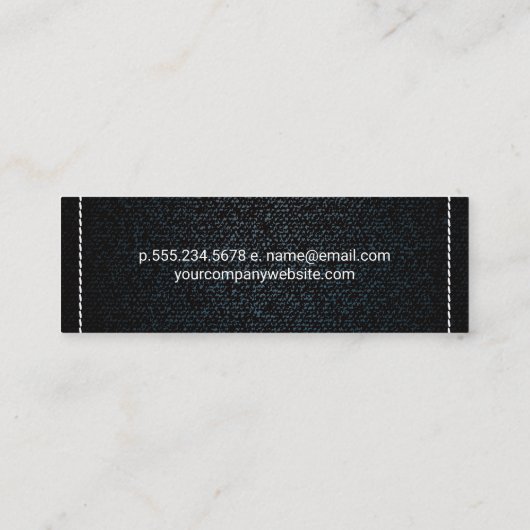 Denim | witgestikte rand mini visitekaartje (Achterkant)