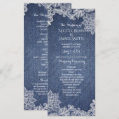 Denim & Witte Bloemenslak Bruiloft Programma Rek Programmakaart (Voorkant / Achterkant)