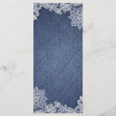 Denim & Witte Bloemenslak Elegant Trouwmenu Menu (Achterkant)