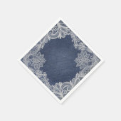 Denim & Witte Bloemenslak Elegante Bruidsdouche Servet (Hoek)