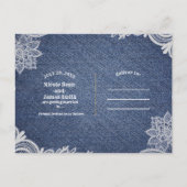Denim & Witte Bloemenslak Elegante Save The Date Aankondigingskaart (Achterkant)