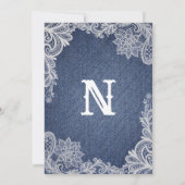 Denim & Witte Bloemenslinger Elegante Bruiloftsdan Kaart (Achterkant)