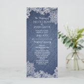 Denim & Witte Bloemslinger Bruidsprogramma Rek Programmakaart (Staand voorkant)