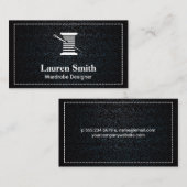 Denim | Witte gestikte randdraad en naald Visitekaartje (Voorkant / Achterkant)