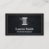 Denim | Witte gestikte randdraad en naald Visitekaartje (Voorkant)