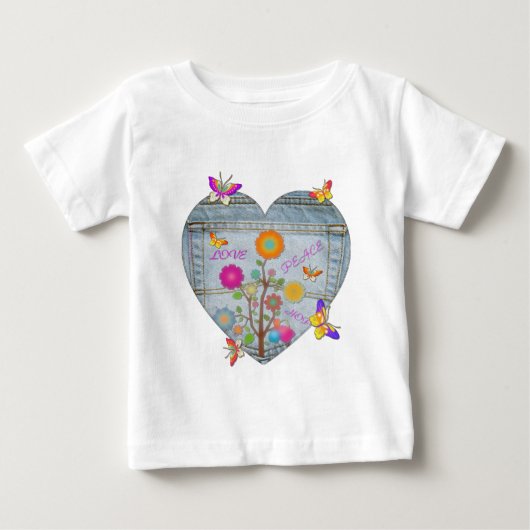 Denim Zak Hart Bloemen Vlinders (Voorkant)