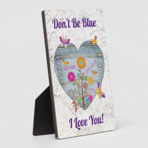 Denim Zak Hart Bloemen Vlinders Fotoplaat