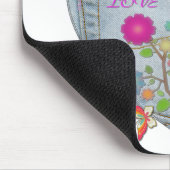 Denim Zak Hart Bloemen Vlinders Muismat (Hoek)
