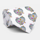 Denim Zak Hart Bloemen Vlinders Stropdas (Opgerold)