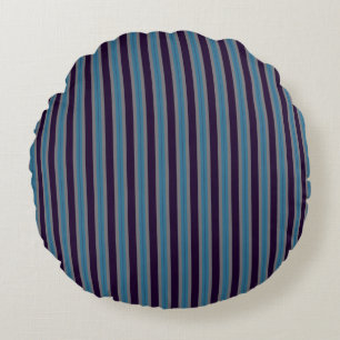 denimblauw, donkerpaarse en grijze strepen rond kussen