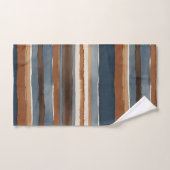 Denimblauwe roest en bruine strepen bad handdoek (Handdoek)