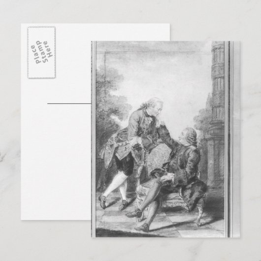 Denis Diderot en Melchior, baron de Grimm Briefkaart (Voorkant / Achterkant)