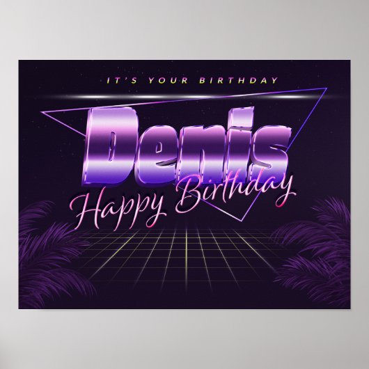 Denis Name Vorname retro Poster Geburtstag (Voorkant)