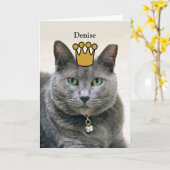 Denise, gefeliciteerd met de koningin kaart (Gele Bloem)