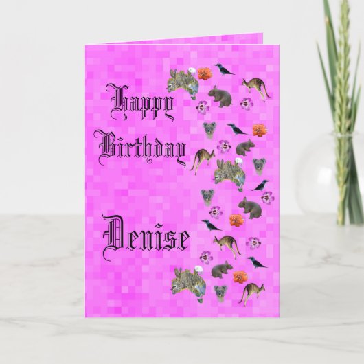 Denise, Happy Birthday, Australian Theme Card Kaart (Voorkant)