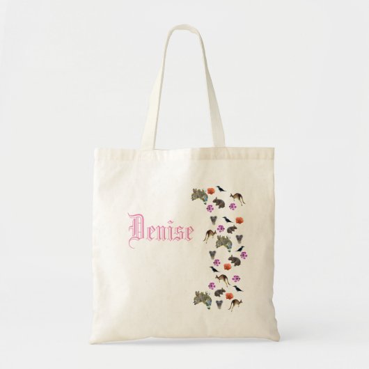 Denise, naam Logo met Australisch Wildlife, Tote Bag (Voorkant)
