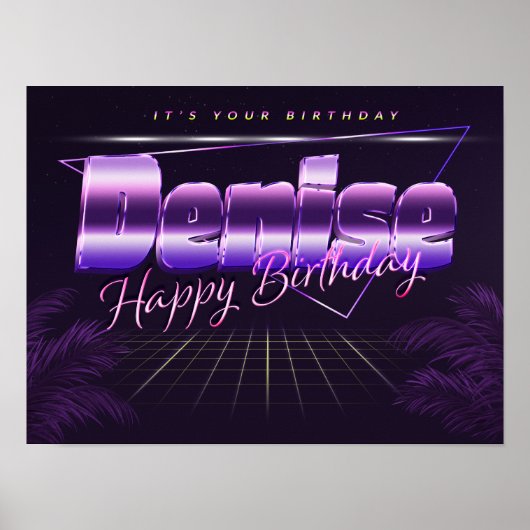 Denise Name Vorname retro Poster Geburtstag (Voorkant)