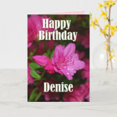 Denise Pink Azalea Happy Birthday Kaart (Gele Bloem)