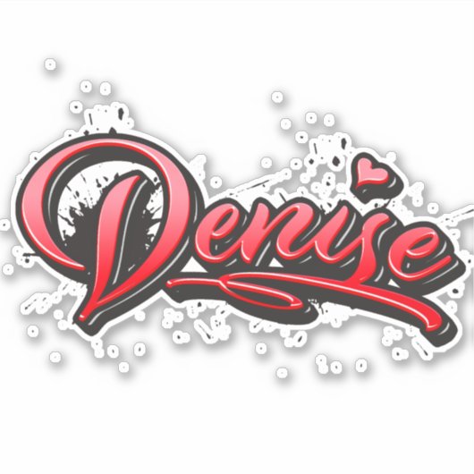 Denise red Heart Graffiti Aufkleber Sticker (Voorkant)