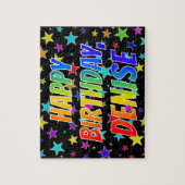 "DENISE" Voornaam, geun "HAPPY BIRTHDAY" Legpuzzel (Verticaal)